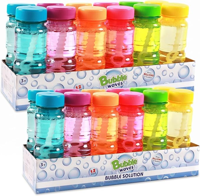novelinks Big Bubble Bottle 24 Pack, 4oz Blow Bubbles Solution for Kids Novelty Summer Toy, Bubbles Party Favors Bubbles Bulk Assorted Colors Set