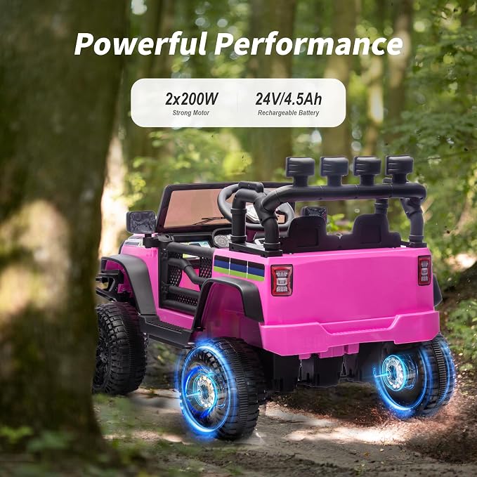 Hikiddo 24V Kids Ride on Car, Kids Electric Vehicles Car Ride on Toy Truck for Toddlers 3-5 w/Remote Control, 400W Motor - Pink