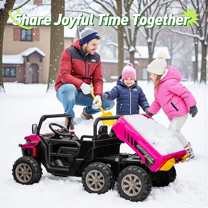 24V Ride on Dump Truck, XL 2 Seater Ride on Cars with Remote Control, 4x200W Powerful Motors, 6-Wheel Suspensions, Electric Dump Bed, Shovel, Kids UTV for Boy Girl