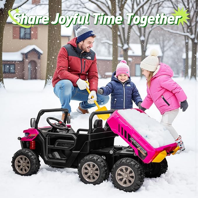 24V Ride On Dump Truck Car for Big Kids 2 Seater XL, 4WD 6-Wheels Battery Powered Ride On Toy with Remote Control, 800W Powerful Motors, Dump Bed & Shovel, Electric UTV for Boys Girls