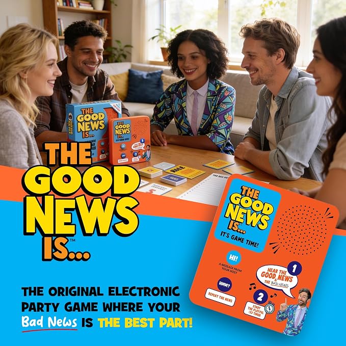 ALL THINGS EQUAL The Good News is Game, Electronic Family Party Game for Kids & Adults, Funny Fill-in-the-Blank Activity, Conversation Starter Card Set for Family Night, Teen and Adult Parties