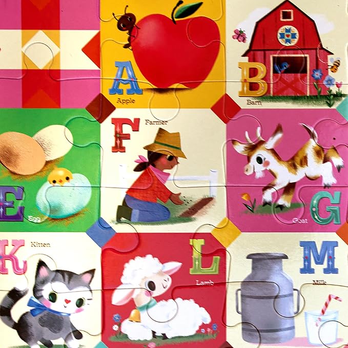 eeBoo 36 Piece Giant Floor Puzzle - My Farm Alphabet Themed, Large Pieces for Small Hands to Develop Motor Skills