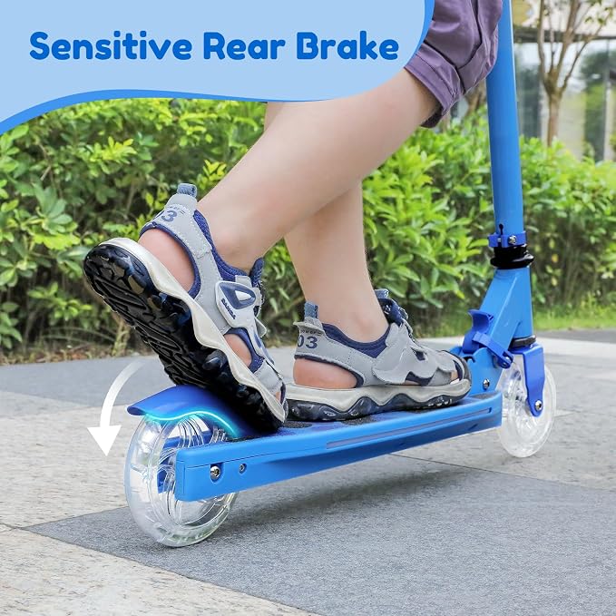TONBUX Scooters for Kids 5-12, 2 Wheel Scooters with Cool Light Up Stem, Wheels, and Deck, 3 Level Adjustable Height Kick Scooter, Foldable and Lightweight Scooter for Kids 8-12