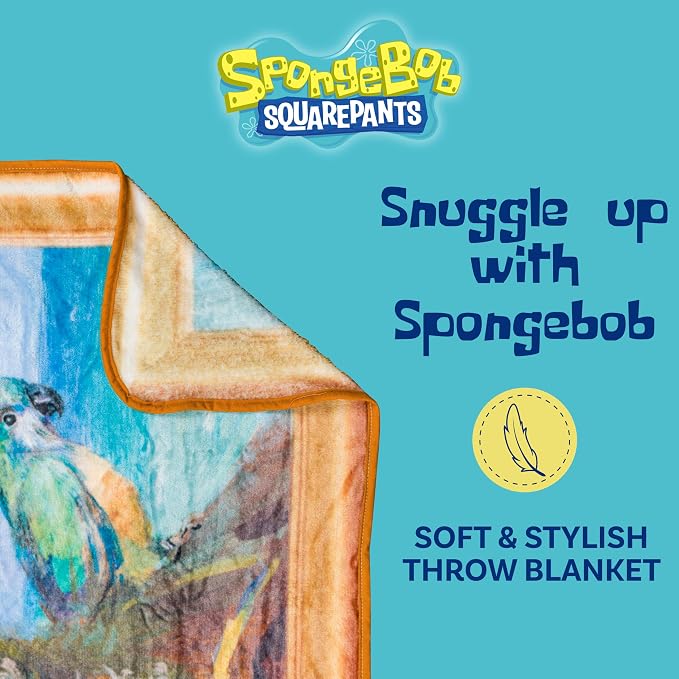 Silver Buffalo Spongebob Squarepants Featuring Captain Painty the Pirate 45" x 60" Fleece Throw, Soft and Cozy Blanket, 180 GSM