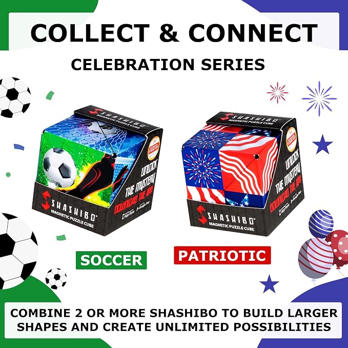 Shashibo Sensory Fidget Toy for Adults & Kids, Stress Relief Fidget Toy for Adults, Teens & Kids, Cool Fidget Toys for Desk, Classroom Must Have, Sensory Shape Shifting Cube, 100+ Possible Shapes