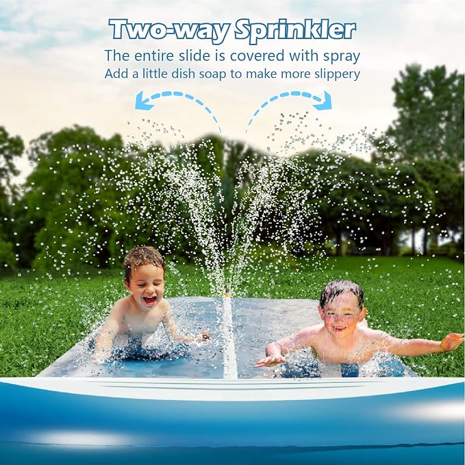 Jasonwell Slip and Water Slide - 20Ft Heavy Duty Lawn Slip Waterslide for Kids Adults with Splash Sprinkler N 2 Bodyboards Backyard Summer Outside Outdoor Water Play Toys (Shark-2Lanes)