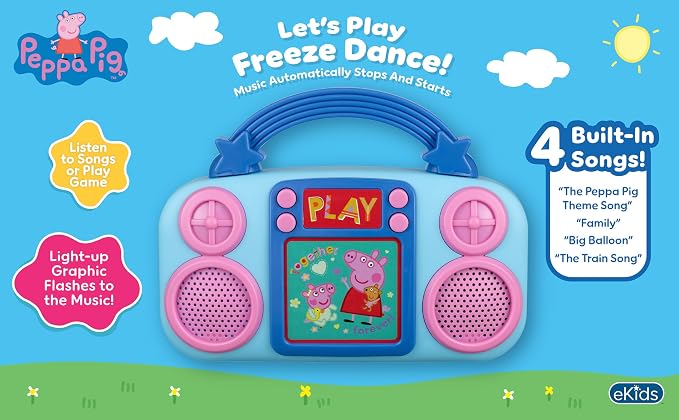eKids Peppa Pig Toy Music Player, Toddler Toy with Built-in Music and Lights (Peppa Pig)