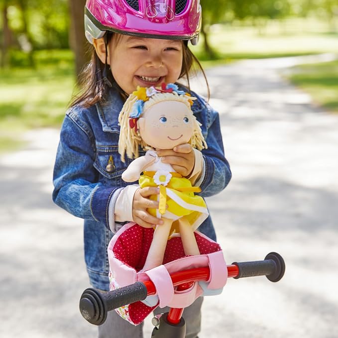 HABA Soft Doll Bike Seat – Baby Doll Accessories for Toddler and Seat Attachment for Scooters, Trikes & Bikes for Toddlers 18+ Months, Fits Most Plush Toys Up to 15”
