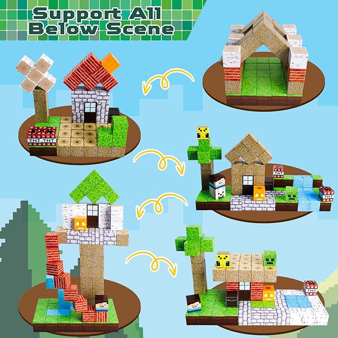 Magnetic Blocks-100PCS Magnetic Building Blocks Magnetic Tiles Stacking, Build Magnet Forest Set, STEM Montessori Sensory Toys for Kids Boys Girls Ages 3 4 5 6 7 8 9 10 Christmas Birthday Gifts