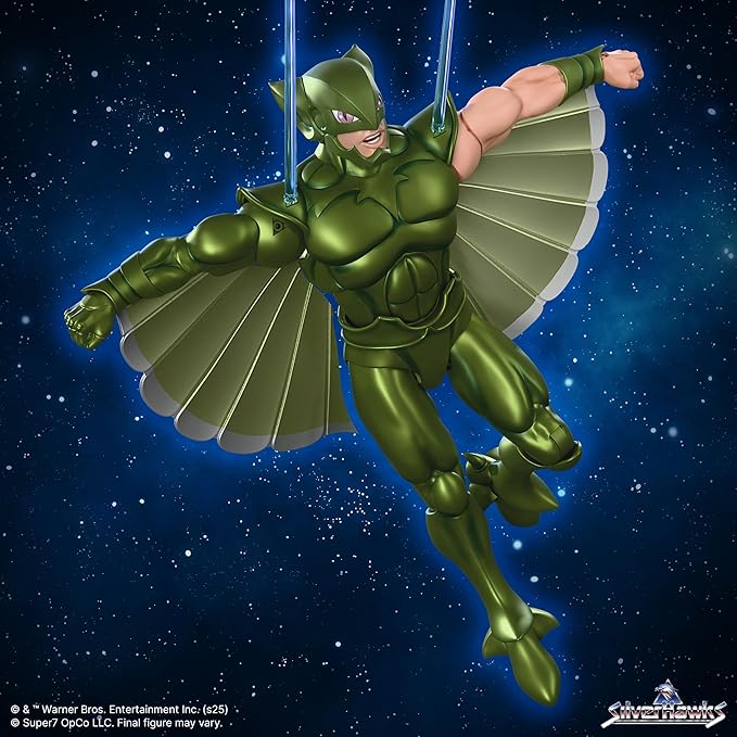 Super7 ULTIMATES! SilverHawks Flashback (Toon) - 7" SilverHawks Action Figure with Accessories - Classic Cartoon Collectibles and Retro Toys