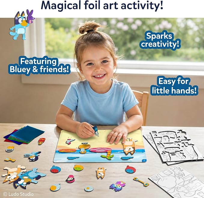 Skillmatics Bluey Foil Fun - Mess-Free Art & Craft Kits for Kids, DIY Creative Activity, Travel Toys, Gifts for Girls & Boys Ages 4, 5, 6, 7, 8 and Up