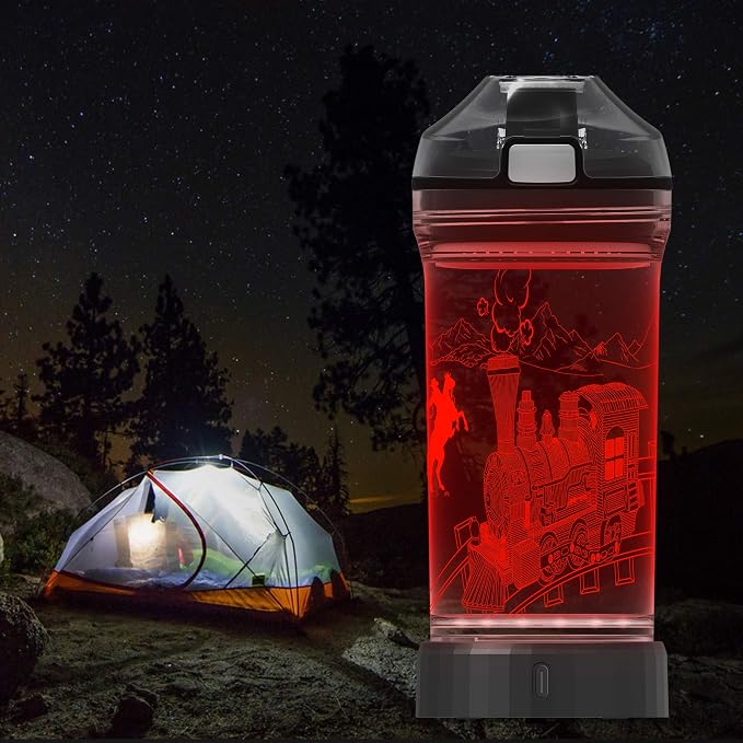 Lightzz Kids Train Water Bottle with 3D Glowing LED Light, Ideal Travel Cup Train Gifts for Back to School Girls Boys Child Holiday Camping Picnic, Light Up Glowing Bottle 14 Oz Tritan BPA Free