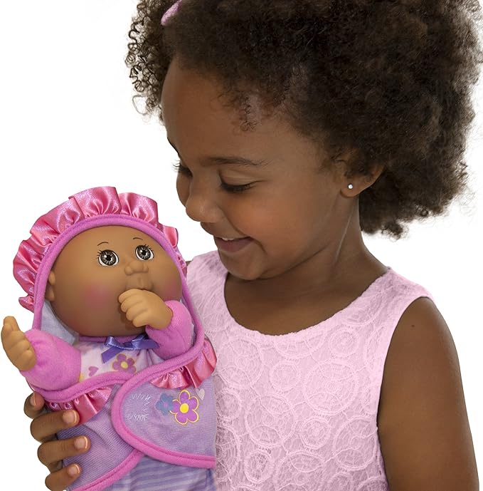 Cabbage Patch Kids Official, Newborn Baby African American Girl Doll - Comes with Swaddle Blanket and Unique Adoption Birth Announcement 9 Inches