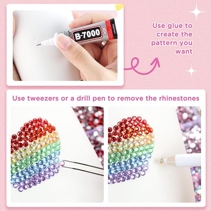 Zefy 40 Colors Resin Rhinestones for Bedazzling, 3mm 40000 Pcs Flatback Gems for Crafting, Bedazzling Kit with 3Pcs B7000 Glue for Clothing Shoes Nail Book Diamond Art