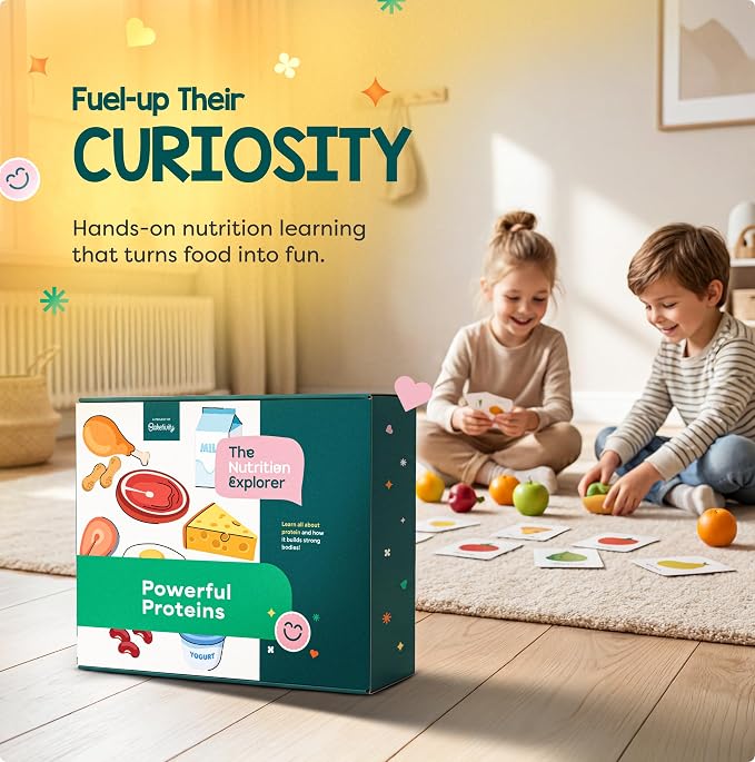 Baketivity Powerful Proteins Kids Nutrition Kit – STEM Science & Cooking Activity Kit with Recipes & Activity Book – Educational Food Learning Kit for Homeschool Activities, Birthday Gifts for Kids