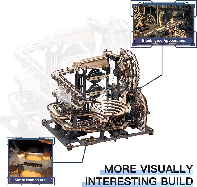 ROBOTIME 3D Puzzles Marble Run - LGA01 Marble Night City Wooden Model to Build - Model Building Kits for Adults