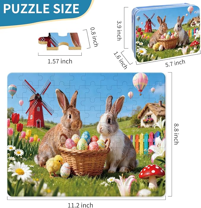 100 Pieces Puzzles for Kids Ages 4-8, Rabbit Educational Kids 100 Piece Puzzle, Children Jigsaw Puzzles Kids Puzzles, Educational Learning Puzzle Toys for Girls and Boys