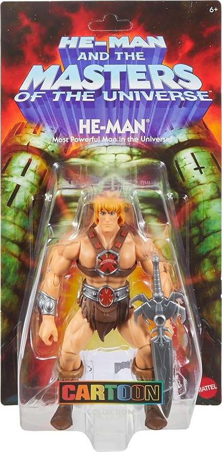 Masters of the Universe Origins Action Figure 200X Cartoon Collection He-Man, 5.5 Inch 1980s Motu TV Hero, Detailed Design & Power Sword Accessory