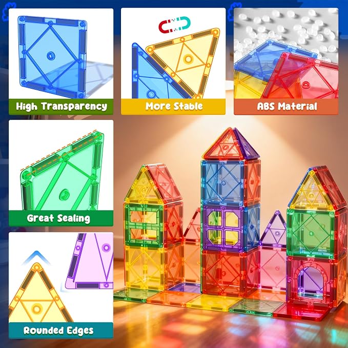 Magnetic Tiles Toddler Toys Magnetic Building Blocks for Kids Ages 3-12 STEM Educational Toys for Girls & Boys Sensory Toys for Kids with Autism Classroom Must Haves Outdoor Toys