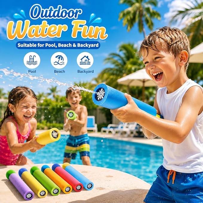 8 Pack Water Squirt Toys for Kids Age 1-3 4-8 8-12, Toddlers Squirter Toy, Swimming Pool Games Playset, Sensory Beach Outdoor Activity, Water Spraying for Boys Girls Birthday Gifts 3 4 5 6 7 8