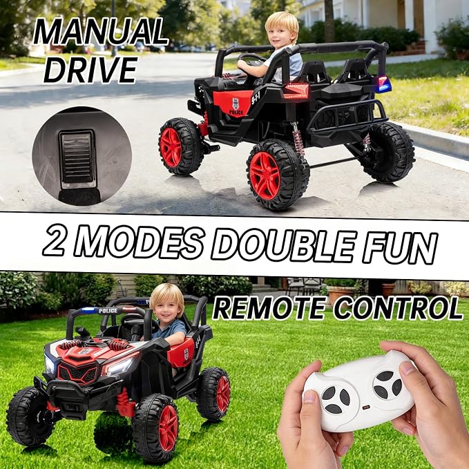 4WD UTV 24V Ride On Toys for Big Kids Ride On 2 Seater Ride On Toys Kids | 2 Seater Ride On Car for Kids Side-by-Side UTV Electric Cars for Kids Electric Ride Car Ride On Toys for Kids 4-8