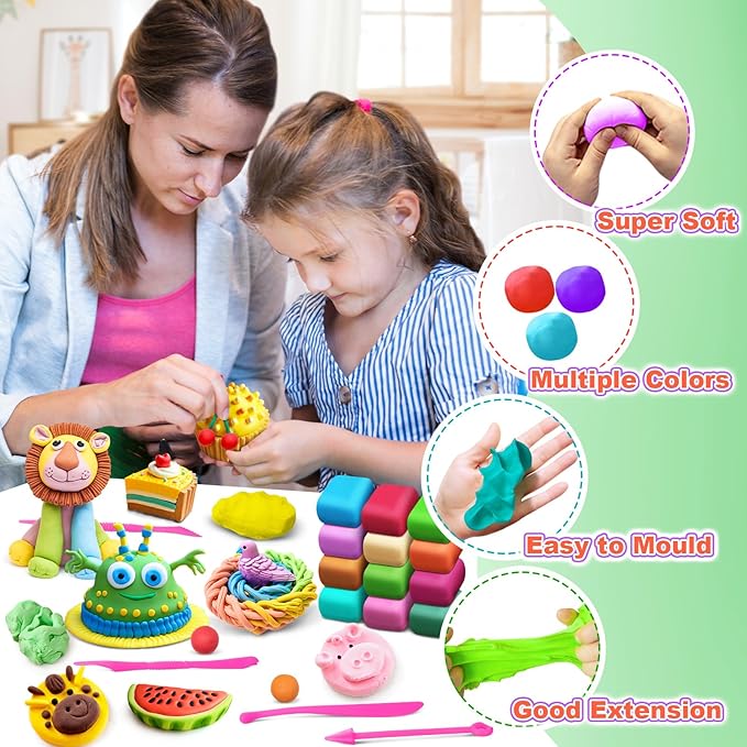 Air Dry Clay 192 Colors, Modeling Magic Clay Set with 3 Sculpting Tools, Arts Crafts Gift for Kids and Beginners
