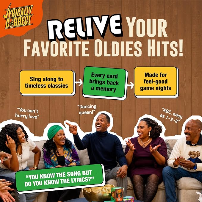 Lyrically Correct '60s & '70s Oldies But Goodies Edition – Soul, Motown & Classic Hits Music Trivia Card Game for Adults & Families