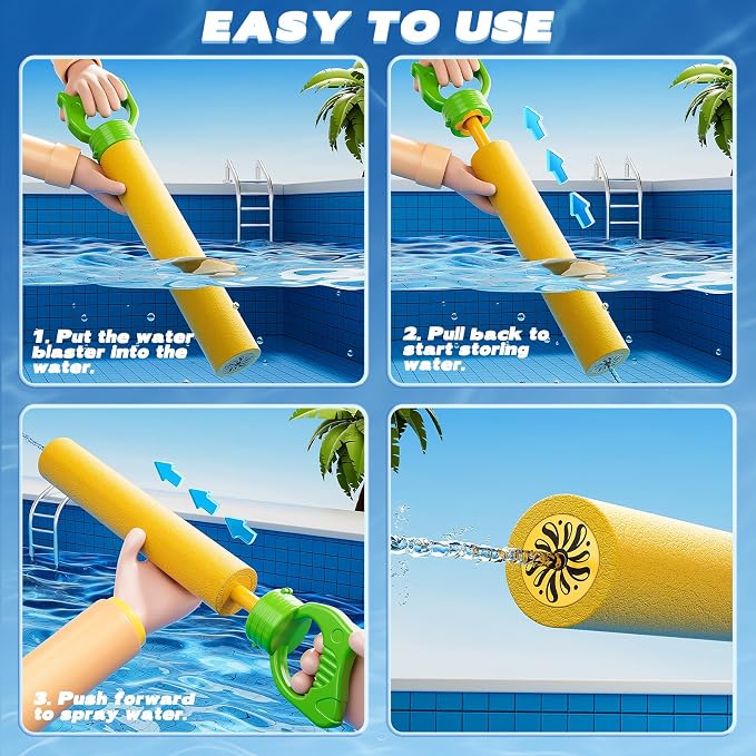 6PCS Toddlers Water Blaster Toys Set for 3 4 5 6 7 Years Old Boys, Assorted Colors Foam Water Guns for Summer Pool Beach Party, Toys Birthday Gifts Outdoor Water Cannon Shooter Toys for Kids 3+