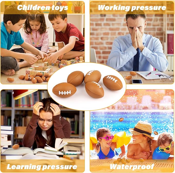 Mini Football Stress Balls 20 Packs Mini Football Foam Small Foam Squeeze Anxious Toy Sports Stress Ball for Kids School Carnival Reward Football Party Decorations Supplies
