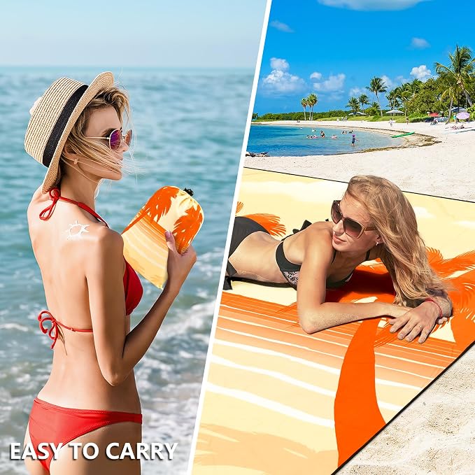 HIHOHO Beach Blanket Waterproof Sandproof Extra Large Beach Mat 79" X 83"/120"x108"for 1-8 Adults Quick Drying Durable Outdoor Picnic Mat for Beach Travel Camping Hiking