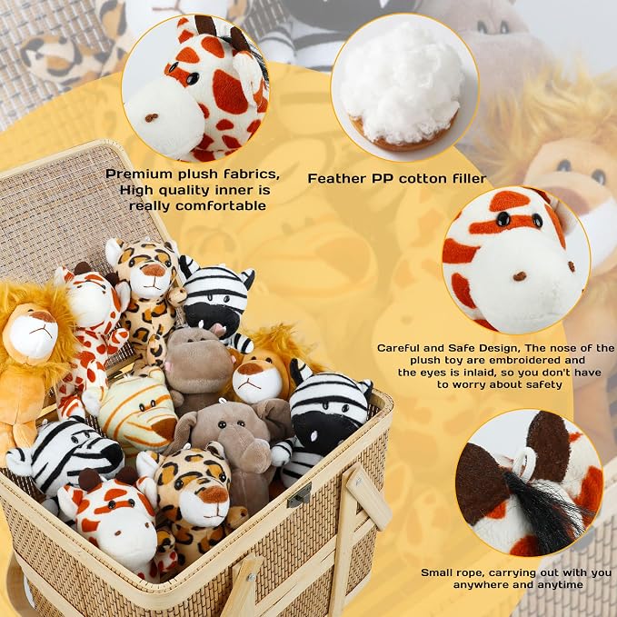 Small Stuffed Animals Bulk, 24 Pieces Cute Plushies, 6 Inch Mini Forest Animal Plush Toys, Treasure Box Toys for Classroom, Party Favors for Kids, Baby Shower Decorations