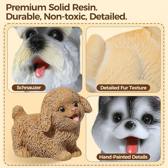 12Pcs Pre-filled Easter Eggs with Realistic Dog Figures - 2.36" Colorful Eggs & Solid Resin Puppy Toys - Hand-Painted Eyes & Mouth - Includes Golden Retriever, French Bulldog, Schnauzer & Corgi