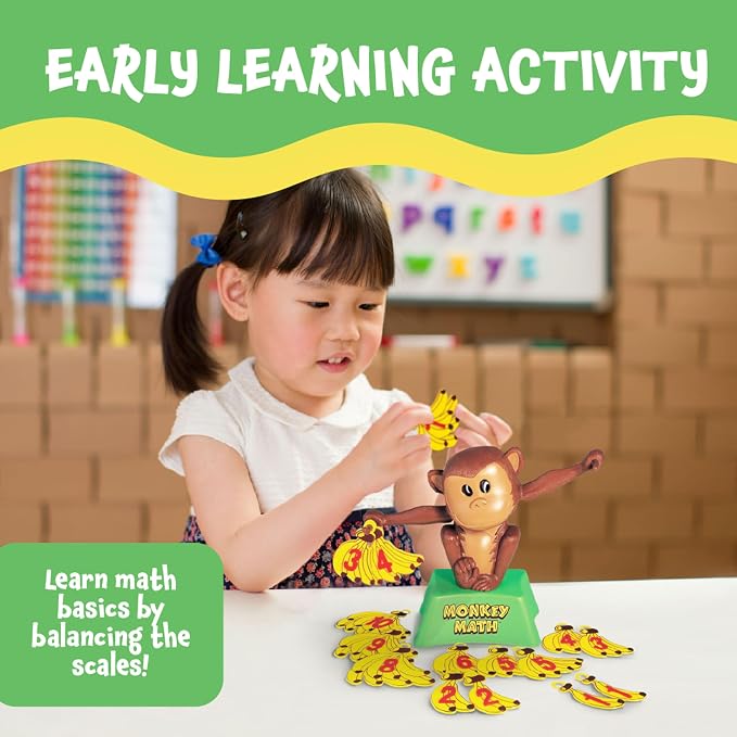 POPULAR PLAYTHINGS Monkey Math Balance Game, Simple Addition Toy with Scale, Hands-On Learning Fun, Gifts for Kids Ages 4 & Up