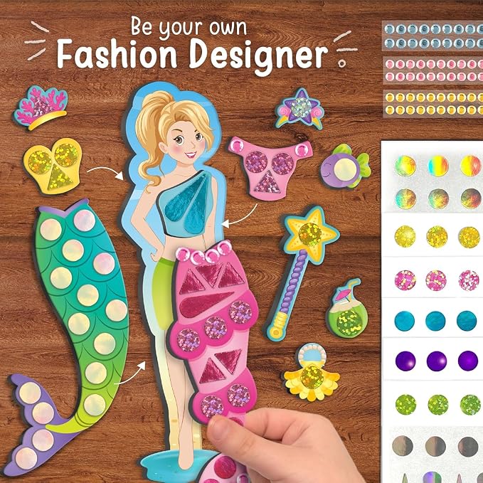 Imagimake DIY Magnetic Dress-Up Mermaid | Pretend Play Magnetic Toys for Kids 3-5 | 30 Magnetic Dresses & Accessories | Interchange & Create Unlimited Outfits | 3,4,5,6 & 7 Year Old Girl Birthday Gift