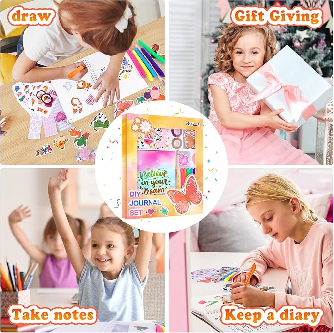Nsrzua DIY Journal Kit for Girls,Toys for Ages 8-14 and Birthday Gifts for Girls