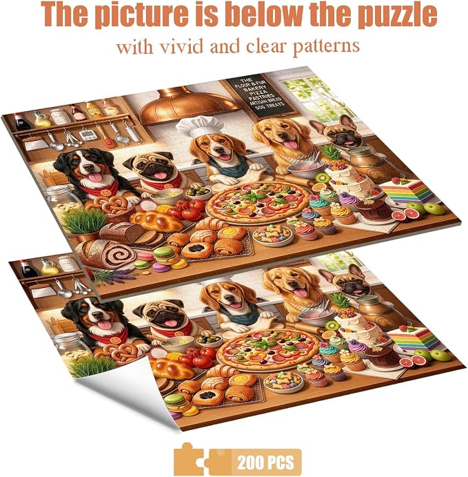 Puzzles for Kids Ages 6-8 and 8-10, 200 Piece Jigsaw Puzzle for Adults and Seniors – Funny Chef Doggy Puzzle, Cute Dog Puzzle, Educational Learning Toy for Boys and Girls, Family Game Gift