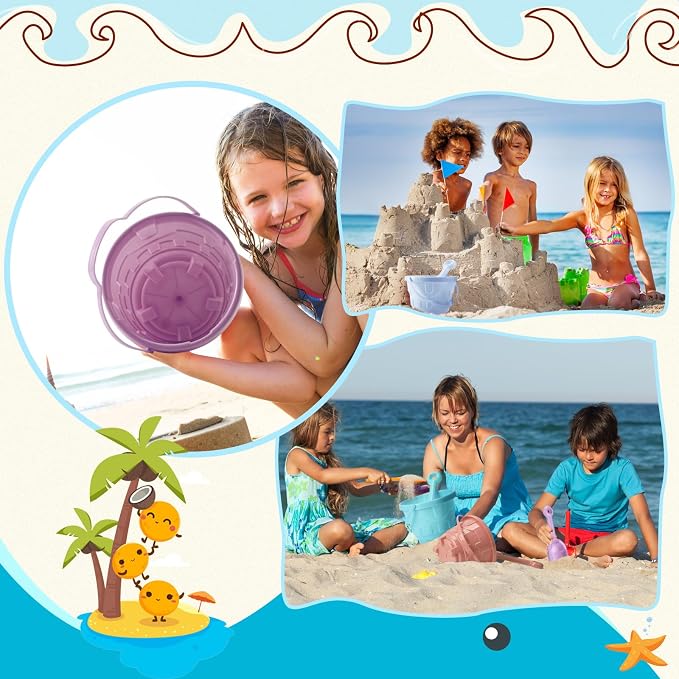 Sosation Sand Buckets Bulk for Kids Summer Sand Buckets and Shovels for Kids 5.5 Inch Plastic Beach Pails Toys for Girls Boys Gift Party Favor, 5 Assorted Colors(Macaron,60 Pcs)