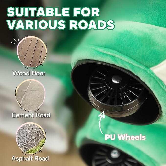 Qaba 6V Kids Ride on Horse, Battery Powered Ride on Toy, Triceratops Shaped Electric Riding Animal with Music, Soft Touch, PU Wheels, Foot Pedal, Forward, for Girls Boys Aged 18-36 Months, Green