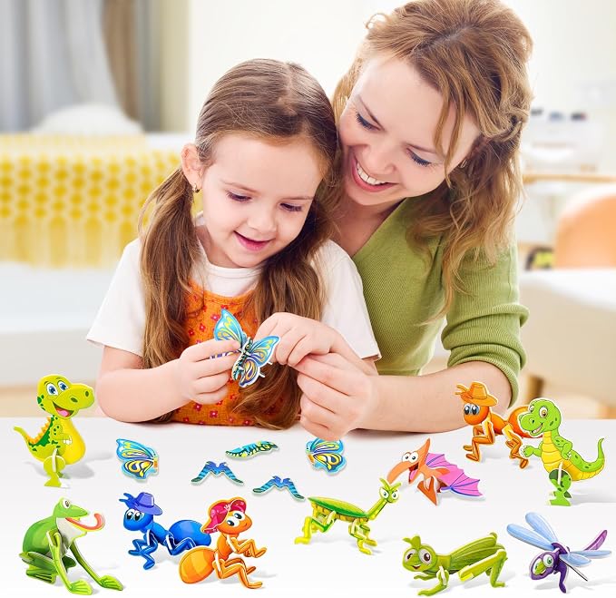 3D Puzzles for Kids,100 Pcs 3D Cartoon Puzzles,Educational 3D Cartoon Puzzle,3D Puzzle for Kids Ages 4-10,Educational Montessori Toys,Kid Birthday Children's Day Gift