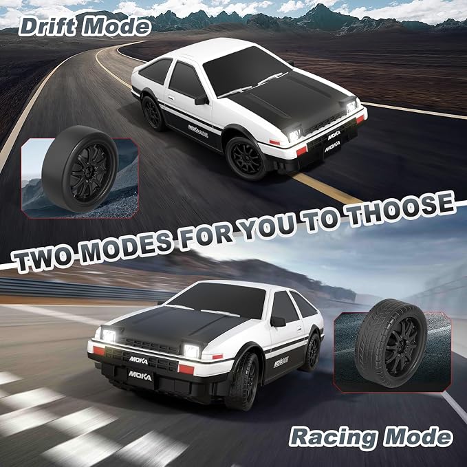 RC Drift Car, 1:24 Remote Control Car for Kids with LED Lights, Extra Drifting Tires, 25KM/H 4WD High Speed RC Cars Racing Sports Toy Idea Gift for Adults Boys Girls and Kids