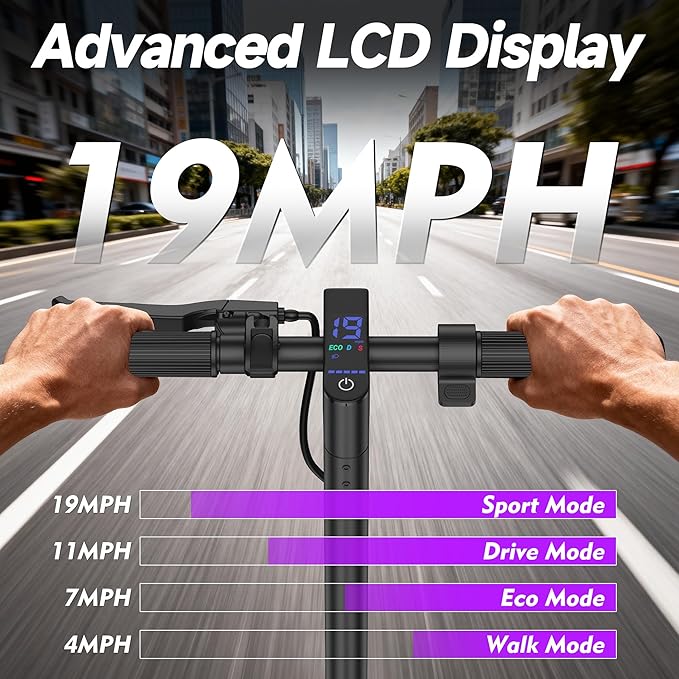 VOLPAM Electric Scooter, 350W/500W/800W/1000W/250W Powerful Motor & 19/22/ 9 MPH Top Speed, 16-28-10 Miles Long Range, Folding E Scooter Choice
