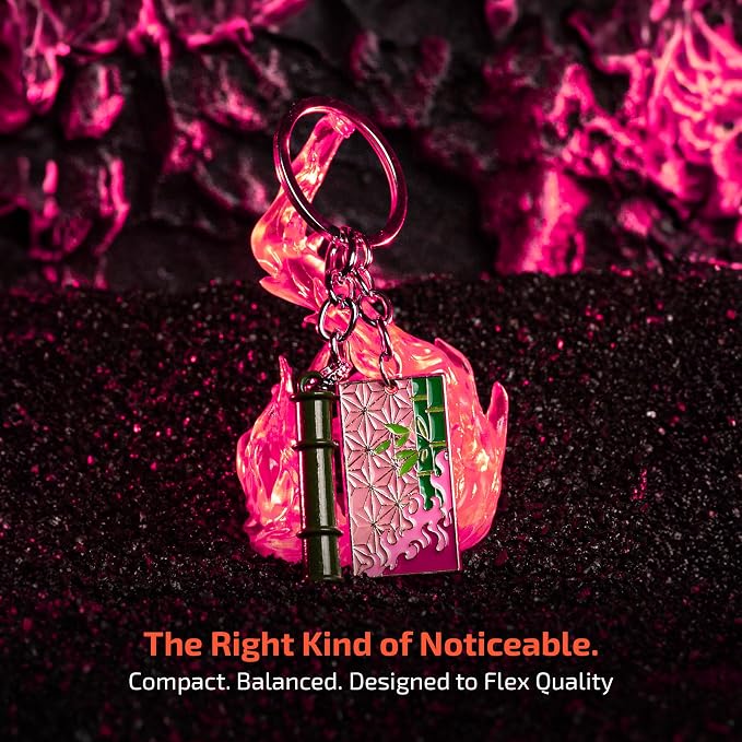 Demon Slayer Keychain, Anime Keychain with Sword & Charm Plate, Demon Slayer Merch & Gifts
