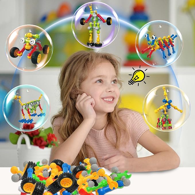 Afomida 215 PCS Creative Building Blocks Playset Toy - Featuring Storage, Includes Dinosaur, Robot, Car, Spider, Dog Figure, Learning Toy for Kids, Birthdays Gift for Kids, Boys and Girls Ages 4-7, 8+