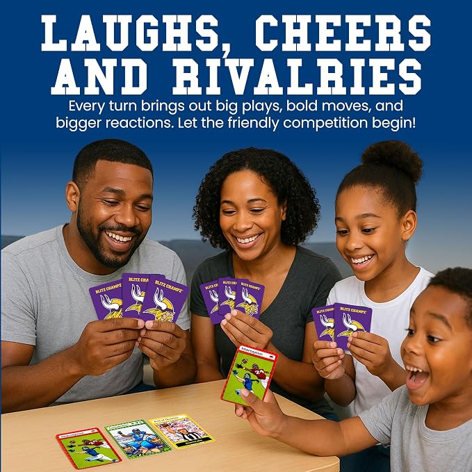 Blitz Champz Minnesota Vikings– Officially Licensed NFL Playing Cards & Vikings Gifts for Men & Women, Fun Travel Card Games for Adults & Kids Ages 7+, Camping Games for Friends & Family Game Night