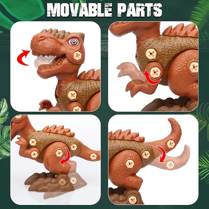 Sanlebi Take Apart Dinosaur Toys for 4 5 6 7 Year Old Boys Kids Building Toy Set with Electric Drill Construction Engineering Play Kit STEM Learning for Boys Girls Age 3 4 5 Year Old