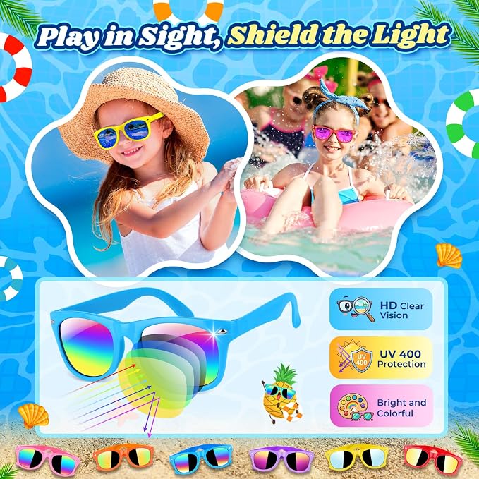 GIFTINBOX Beach Pool Party Favors,146PCS Pool Beach Toys for Kids Ages 4-8 8-12, Summer Party Favors for Kids, Beach Balls, Kids Sunglasses, Buckets Bulk Sand Toys, Birthday Party Decorations