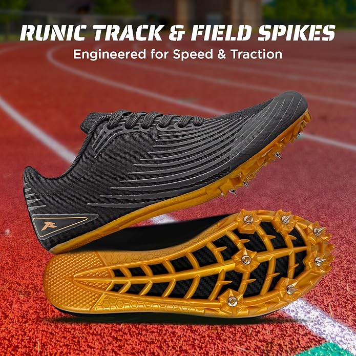 RUNIC Track & Field Shoes for Men, Women & Kids – Pro Running Spikes for Sprint, Race & Training – 7 Spikes + Extra Spikes & Wrench (US Men Size)
