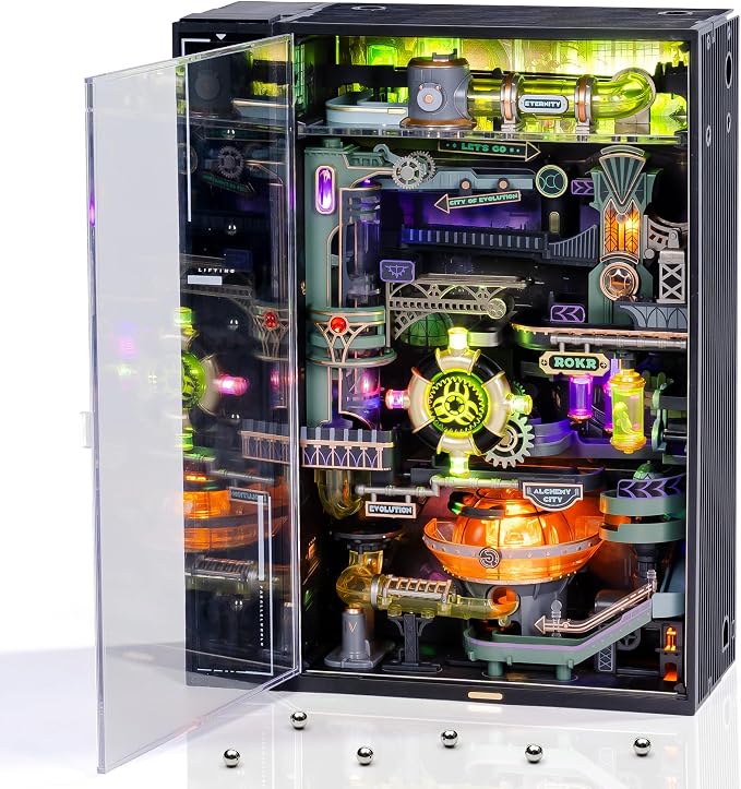 ROKR 3D Puzzle for Adults, Electric Marble Run Model Kits, Parallel World Alchemy City MR04S, Christmas Birthday Gifts