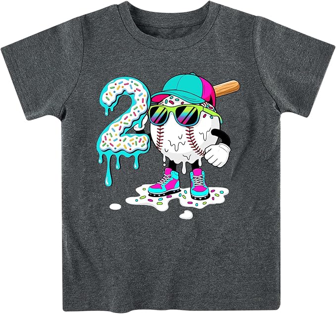 Lovekider 2-5 Years Birthday Boy Shirt Construction Party T-Shirts Excavator Cotton Short Sleeve Tee Dark Grey