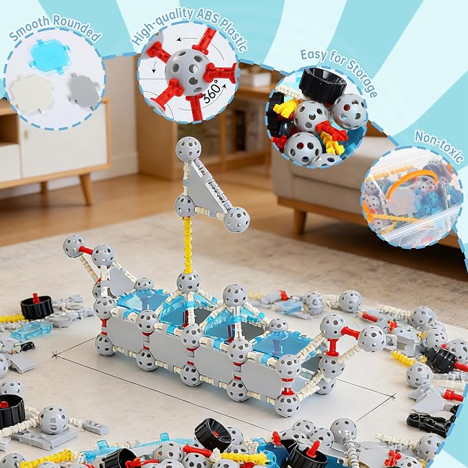 160 Pcs STEM Building Toys for Kids,Educational Engineering Blocks Kits for 4 5 6 7 8+ Year Old Boys & Girls with Storge Box,Learning Toys Sets & Birthday Gift for Toddlers